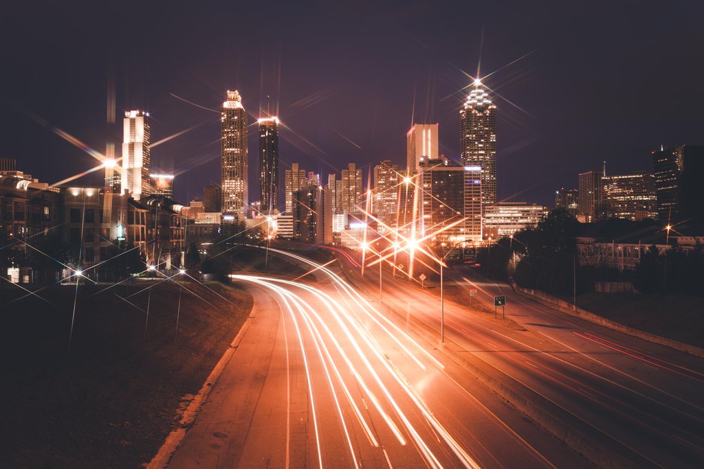 Stock Photos - Modern city night skyline, Atlanta, Georgia, USA