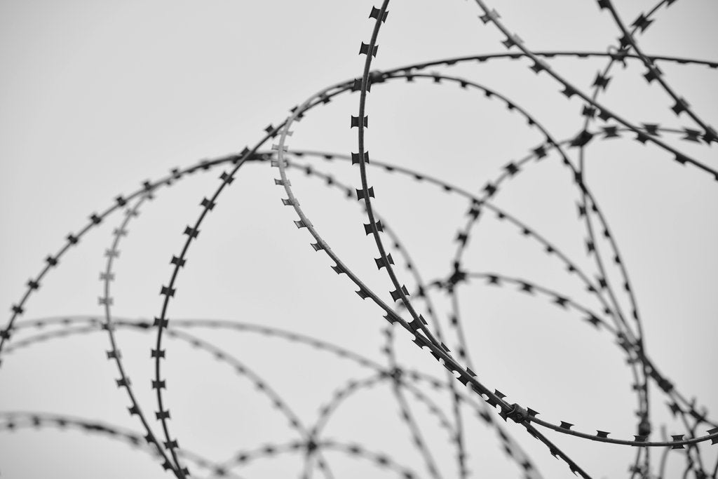 Engin Akyurt - Intricate loops of barbed wire in monochrome, emphasizing texture and structure.