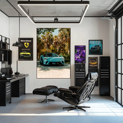 McLaren in a Summer Paradise showcased in a stylish workspace as vibrant car wall art.