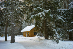 Adriaan Greyling - Charming winter cabin nestled among snowy evergreens in Duluth, MN.
