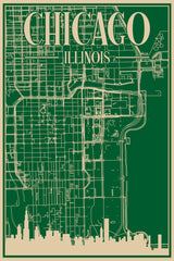 Stock Photos - Road network poster of the downtown CHICAGO, ILLINOIS No. 2