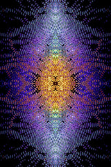 Merlin Lightpainting - A colorful symmetrical digital art piece with fractal patterns, ideal for modern backgrounds.