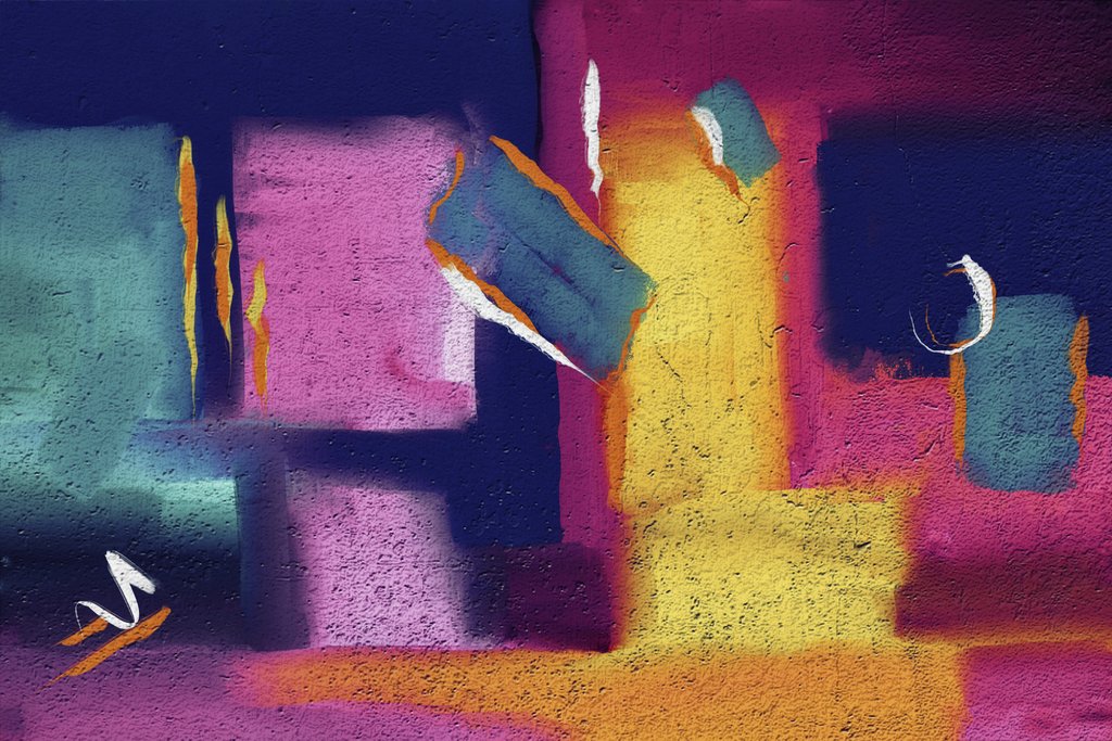 Steve Johnson - Bold and colorful abstract wall art with vibrant hues and dynamic shapes.
