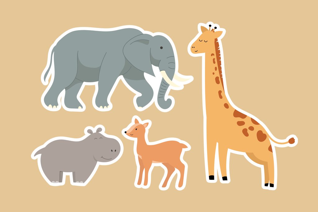Adri Ansyah - A picture of a giraffe, elephant, and rhino