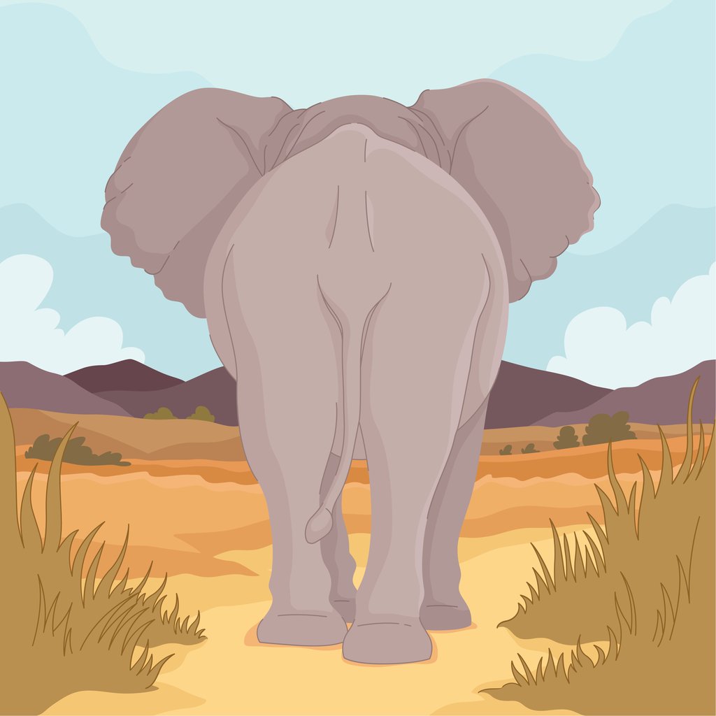 Rizki Kurniawan - An elephant standing in the middle of a desert