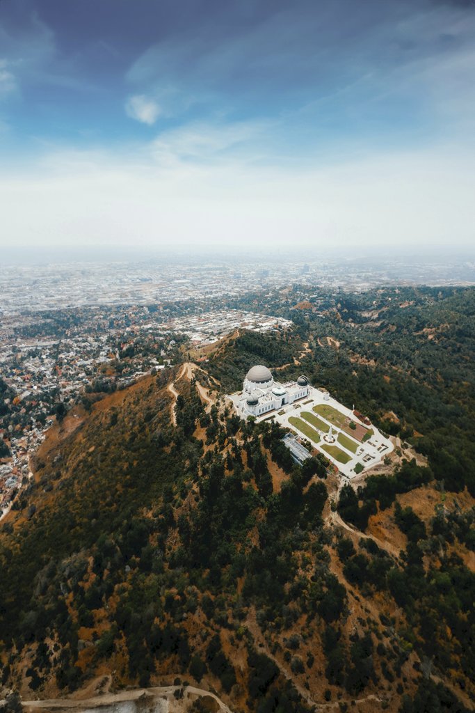 Luke Miller - A breathtaking aerial view of Griffith Observatory overlooking Los Angeles, CA.