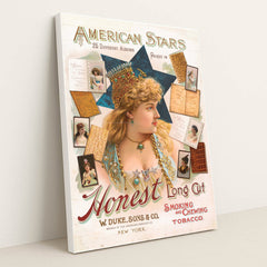 American stars, 25 different albums packed in Honest long cut smoking and chewing tobacco (1887)