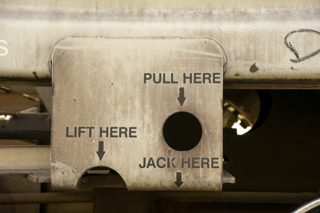 Tom Fisk - Close-up of a metal panel with instructions at Reads Landing, MN.