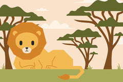 Daniel Lee - A lion sitting in the middle of a forest