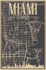 Stock Photos - Road network poster of the downtown MIAMI, FLORIDA