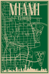 Stock Photos - Road network poster of the downtown MIAMI, FLORIDA No. 2