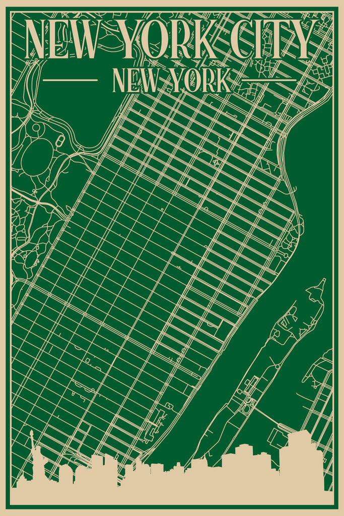Stock Photos - Road network poster of the downtown NEW YORK CITY, NEW YORK