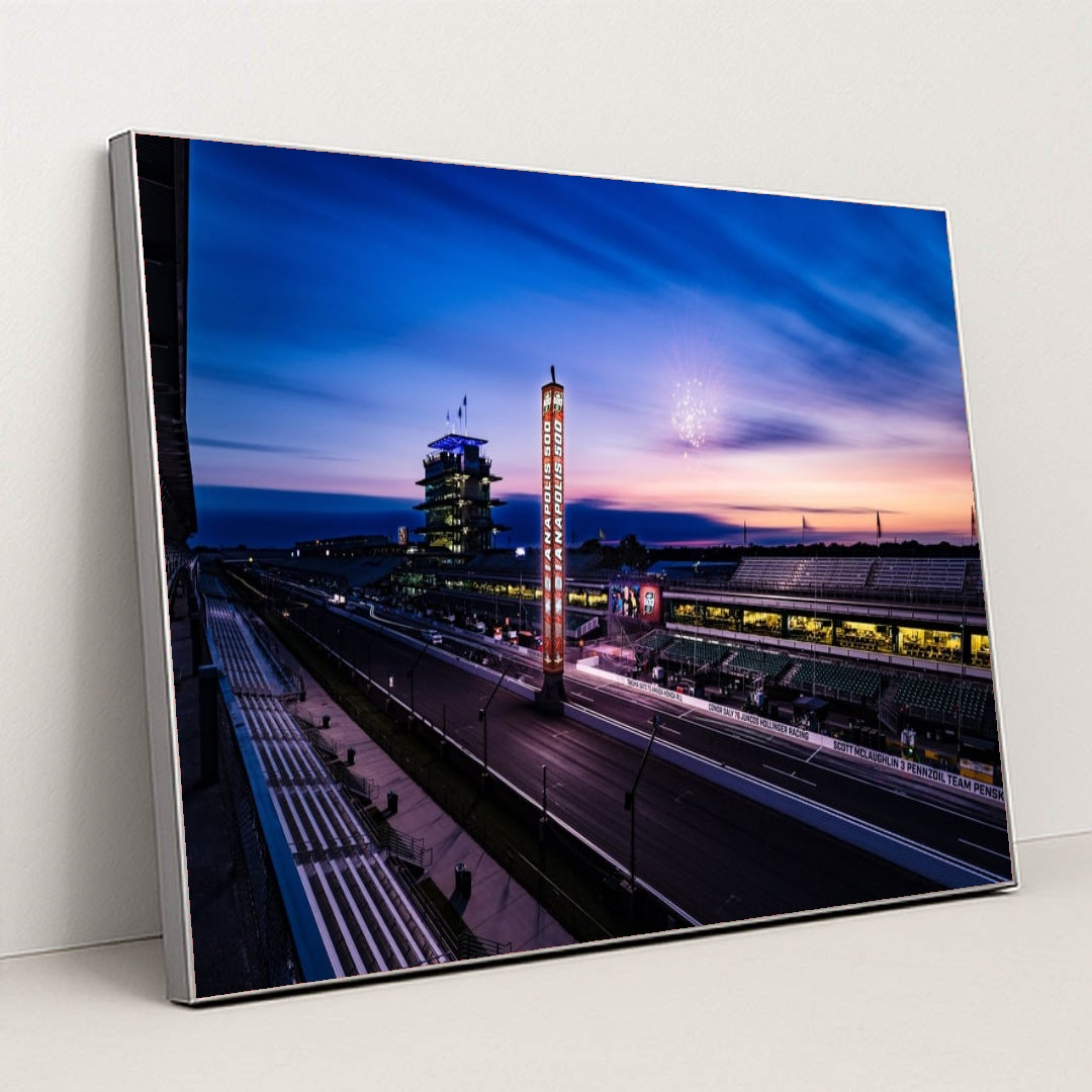 Pagoda and Pylon — 109th Running of the Indianapolis 500 | Full Speed by Karl Zemlin - Silver Frame Stretchiez