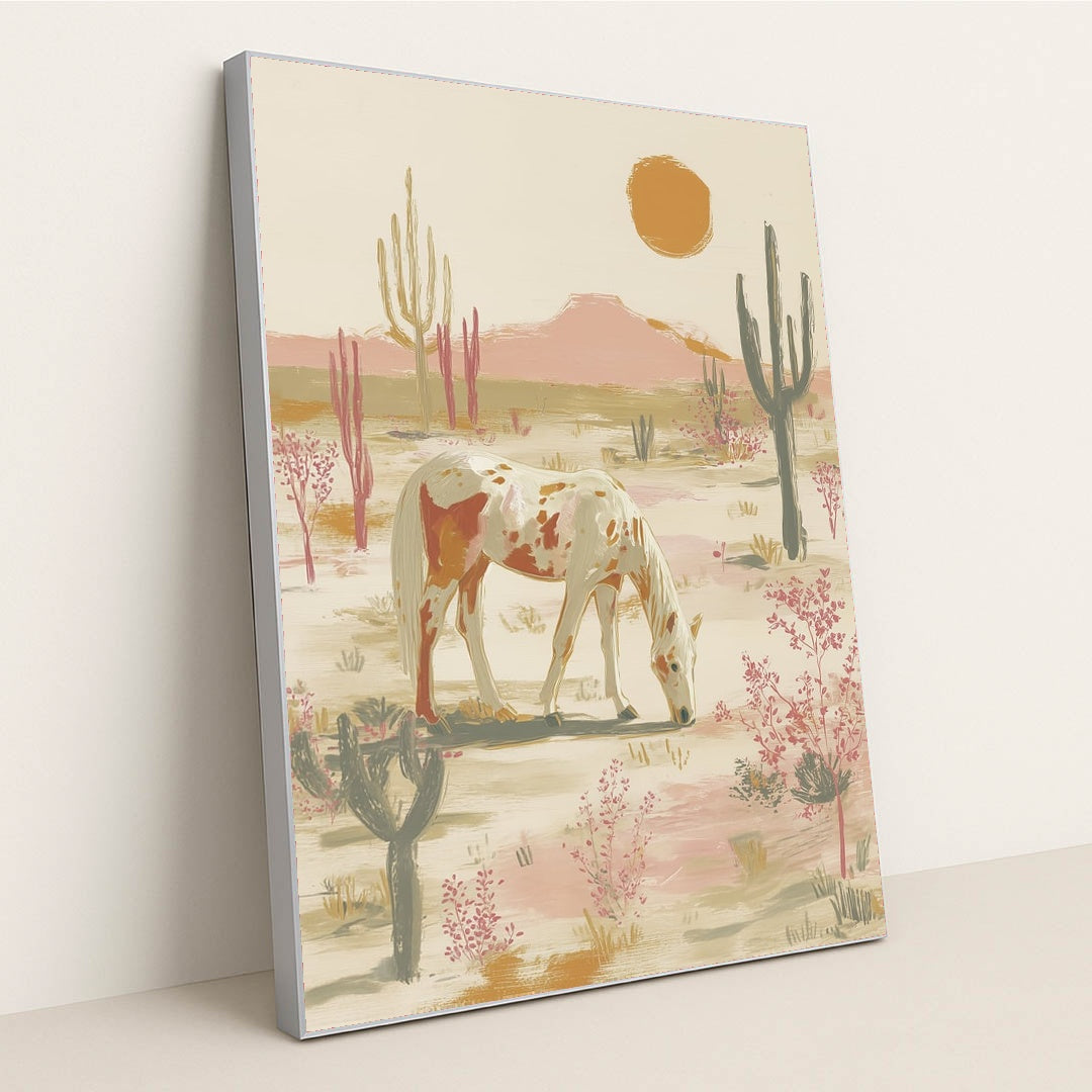 Painted Pony in the Desert by Anna Stone - Silver Frame Stretchiez