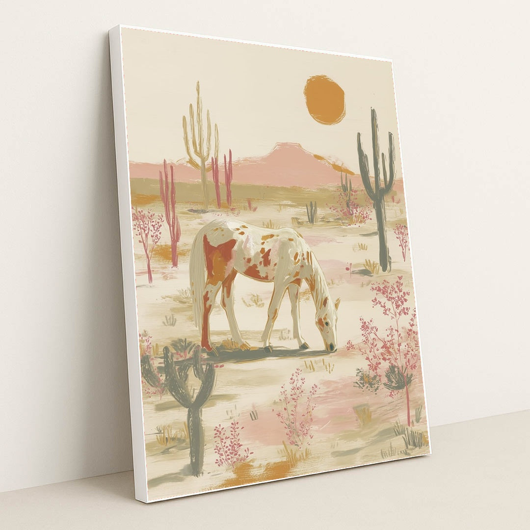 Painted Pony in the Desert by Anna Stone - White Frame Stretchiez