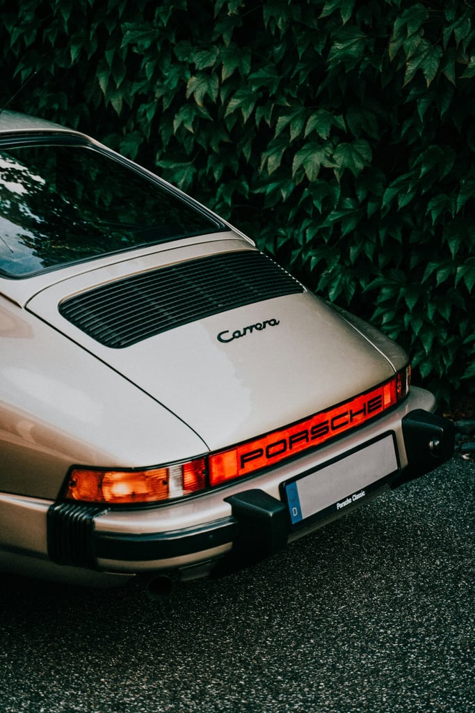 Ivy Meets Carrera: vintage Porsche 911 Carrera against lush ivy, creating elegant car wall art.