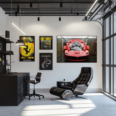 LaFerrari in Full Glory displayed on a wall in a modern office with sleek furniture.