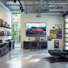 Ferrari Hypercar Pure Performance displayed as car wall art in a modern office space.