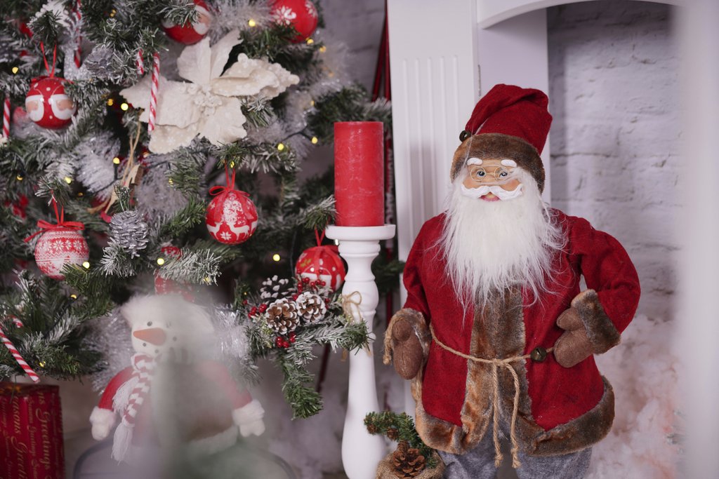 Hunt on Photos Studio - Charming Christmas setup featuring a Santa figurine and decorated tree.