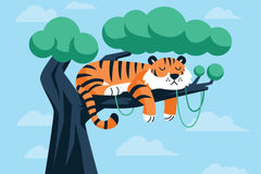 JÄ“ Design - A tiger is sleeping on a tree branch