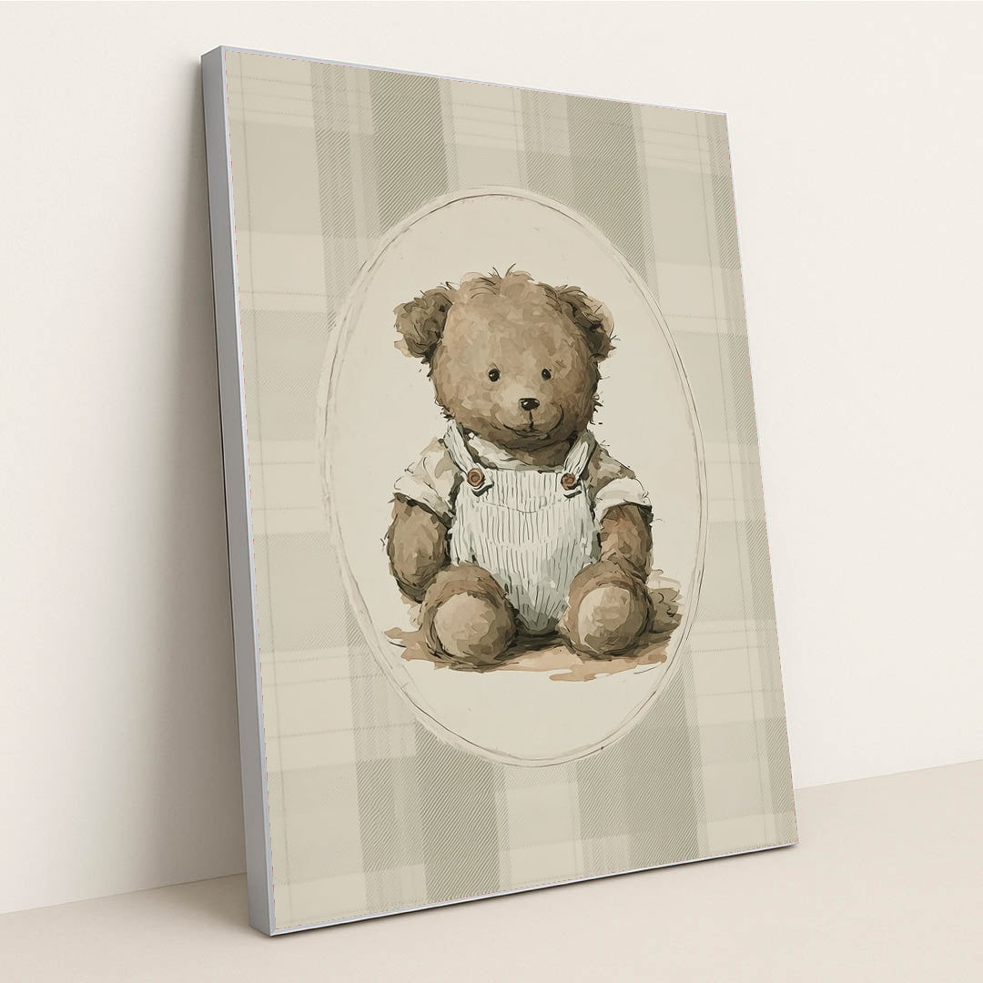 Teddy in Overalls by Anna Stone - Silver Frame Stretchiez