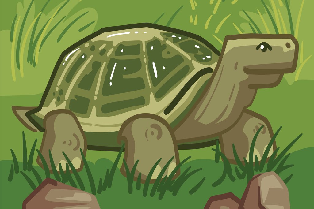 Adri Ansyah - A drawing of a turtle in the grass