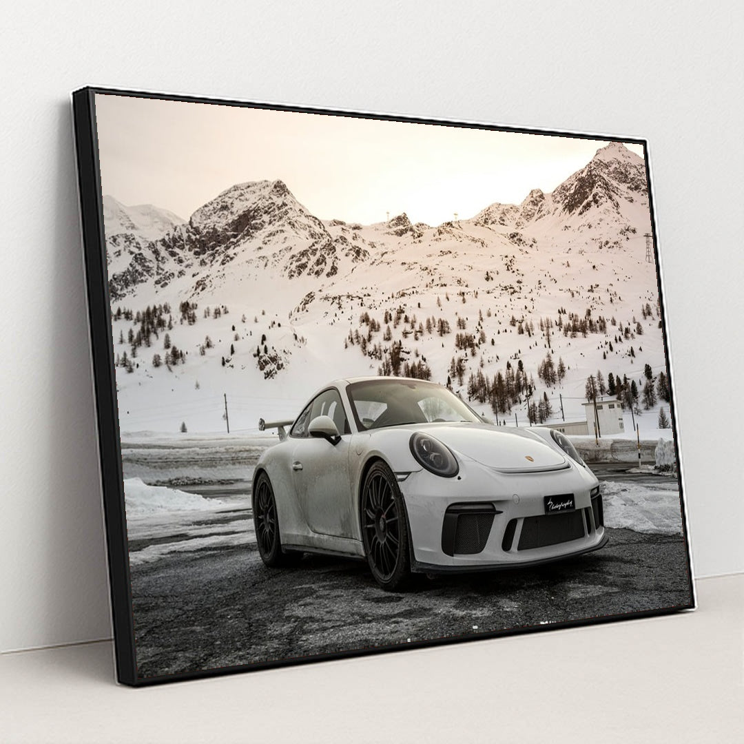 911 Parked in the Mountains by Laurent Perren - Black Frame Stretchiez