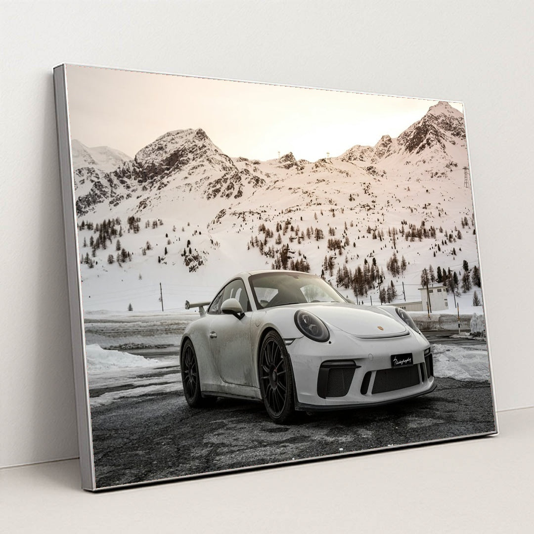 911 Parked in the Mountains by Laurent Perren - Silver Frame Stretchiez
