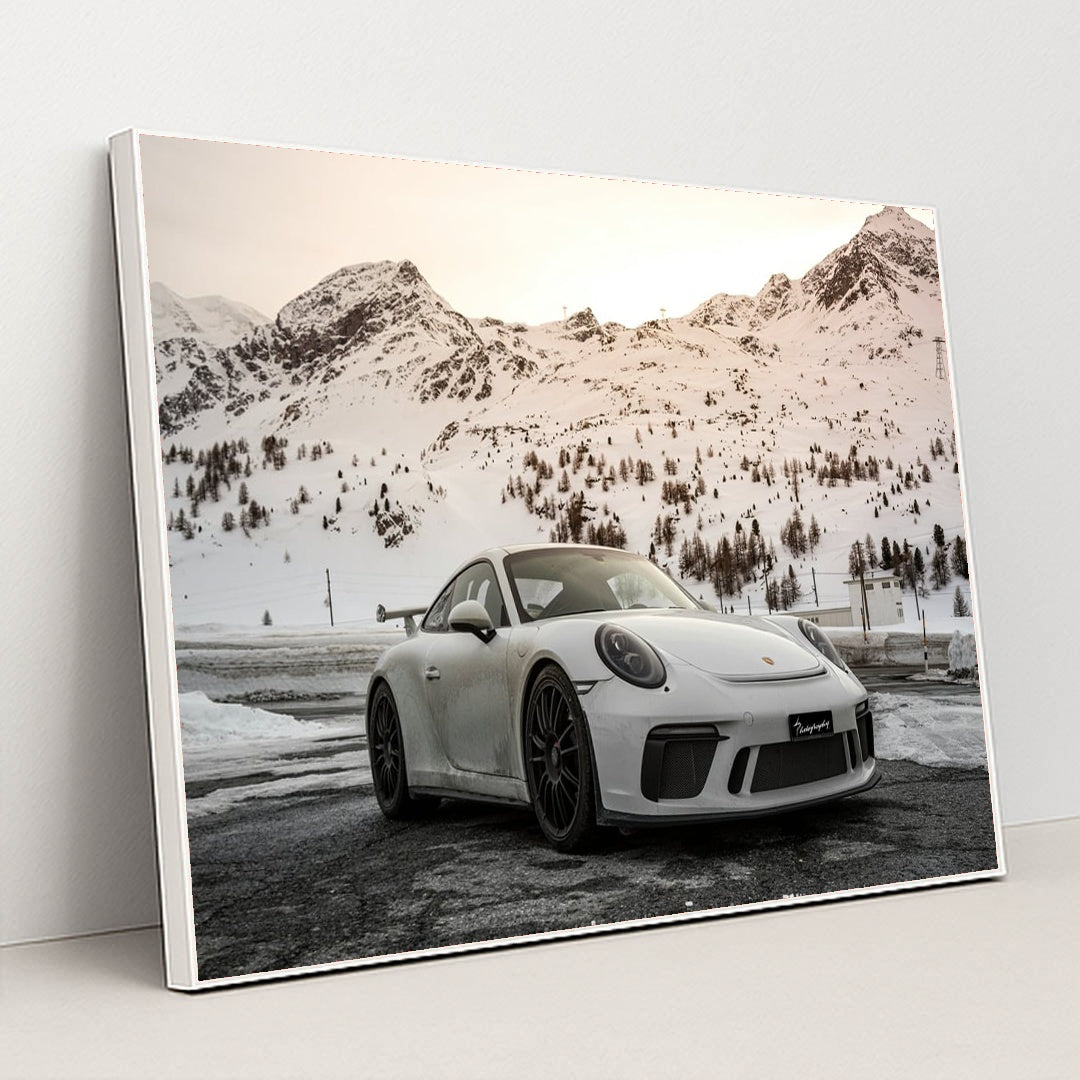 911 Parked in the Mountains by Laurent Perren - White Frame Stretchiez