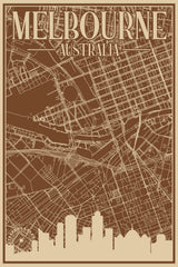 Stock Photos - Road network poster of the downtown MELBOURNE, AUSTRALIA