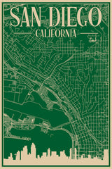 Stock Photos - Road network poster of the downtown SAN DIEGO, CALIFORNIA No. 2