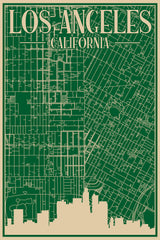 Stock Photos - Road network poster of the downtown LOS ANGELES, CALIFORNIA