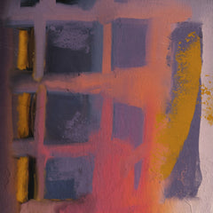 Steve Johnson - Colorful abstract wall painting with bold brushstrokes and vibrant hues.