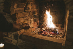 Anastasia  Shuraeva - A warm and inviting fireplace with flames dancing on logs in a brick surround, perfect for winter comfort.