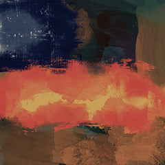 Steve Johnson - Dynamic abstract art showcasing bold red and dark blue hues with textured patterns.