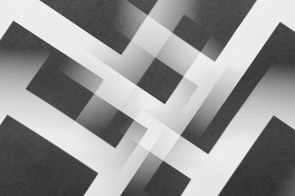 Edward Jenner - Minimalist abstract geometric pattern in black and white with layered designs.