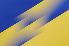 Edward Jenner - Vibrant abstract design with blue and yellow diagonal stripes blending smoothly.