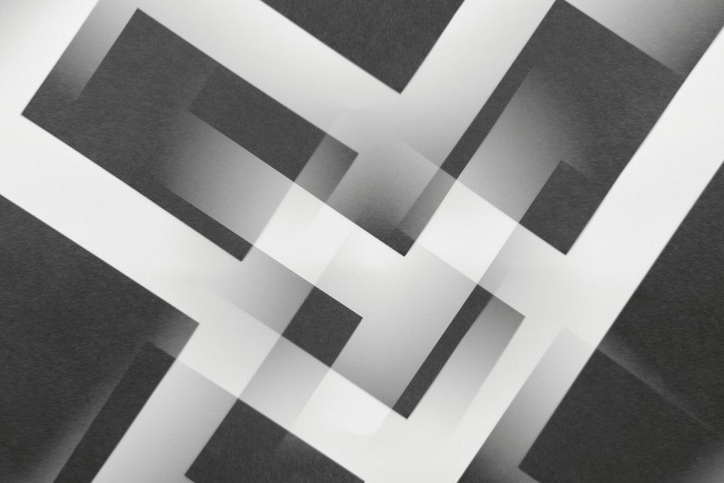 Edward Jenner - Minimalist abstract pattern with overlapping geometric shapes in black and white.