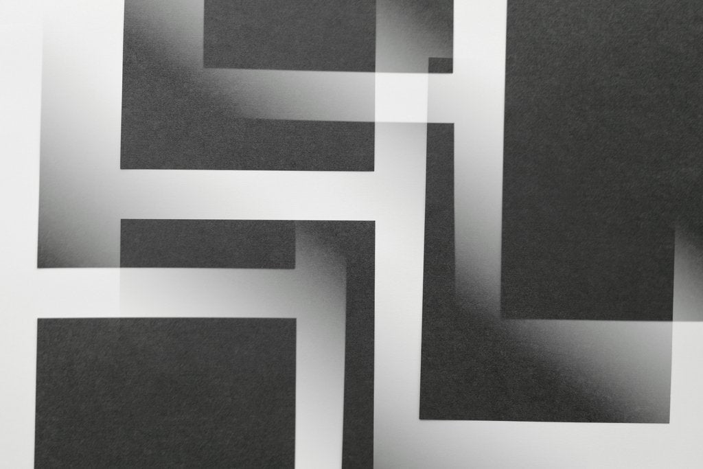 Edward Jenner - Abstract black and white geometric design with overlapping rectangles creating a modern artistic pattern.