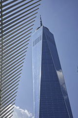 Elizabeth Lizzie - Striking view of One World Trade Center in New York City against a clear blue sky.