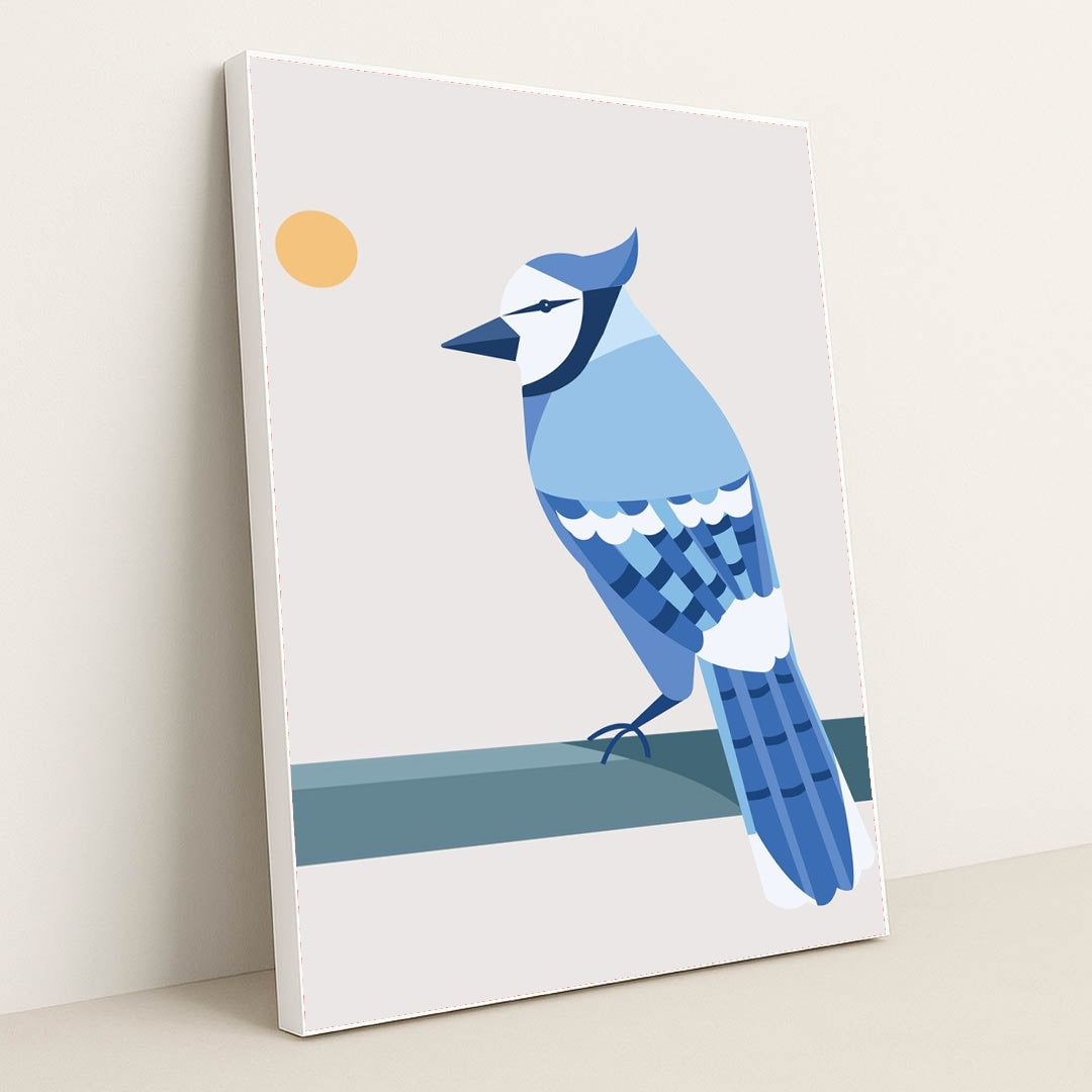 Blue Bird on a Branch by Summerizze - White Frame Stretchiez
