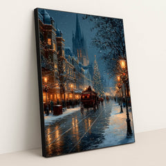 A Carriage on Christmas Eve by James Green - Black Frame Stretchiez