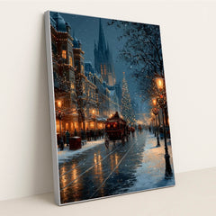A Carriage on Christmas Eve by James Green - Silver Frame Stretchiez