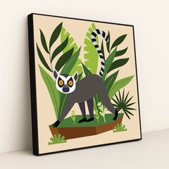Lemur in the Jungle by Swati B - Black Frame Stretchiez