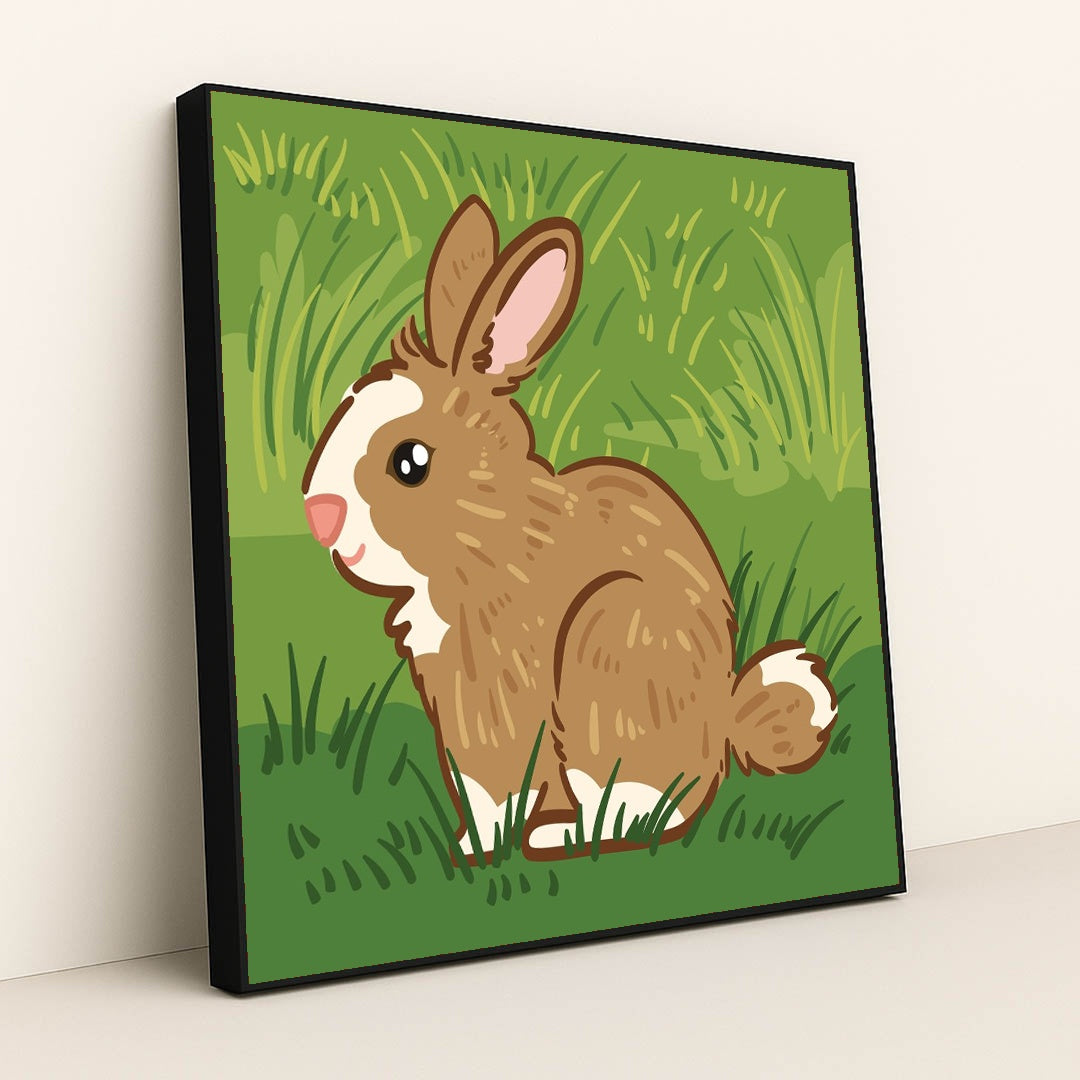 Charming Rabbit in the Grass by Adri Ansyah - Black Frame Stretchiez