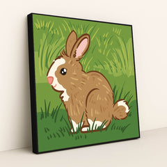 Charming Rabbit in the Grass by Adri Ansyah - Black Frame Stretchiez