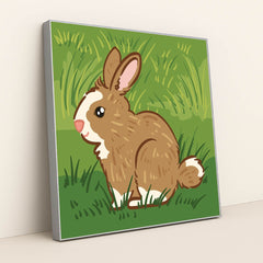 Charming Rabbit in the Grass by Adri Ansyah - Silver Frame Stretchiez