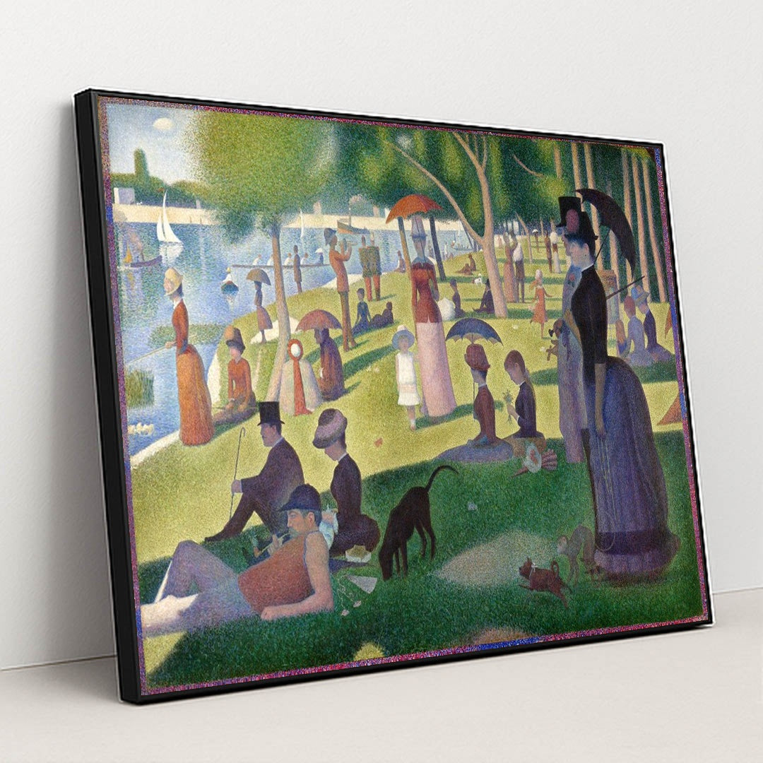 A Sunday Afternoon on the Island of La Grande Jatte by Georges Seurat - Black Frame Stretchiez