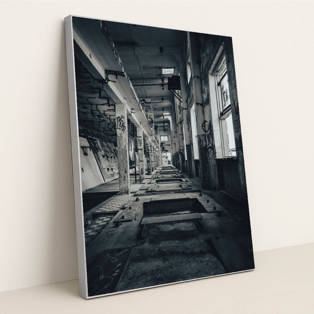 Abandoned Industrial Space by Raul Ling - Silver Frame Stretchiez