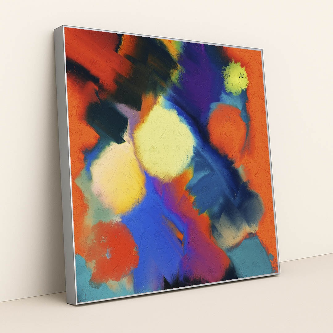 Color Burst With Bold Strokes by Steve Johnson - Silver Frame Stretchiez